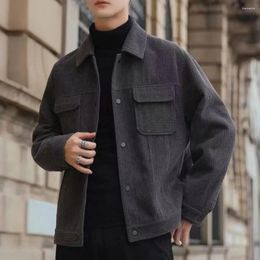 Men's Jackets Men Fall Winter Jacket Turn-down Collar Single-breasted Cardigan Loose Warm Thick Casual Long Sleeve Coat