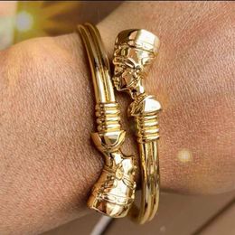 African Jewellery Egyptian Queen Nefertiti Bracelets For Women Gold Cuff Bracelet Stainless Steel Vintage Adjustable Bangle Gifts X0257r