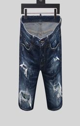 mens designer jeans short denim luxury blue skinny ripped pants the version Navy old fashion Italy brand bike8448782