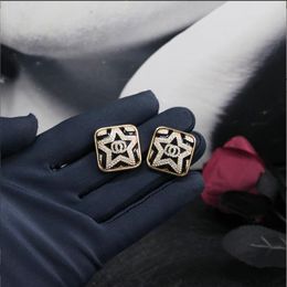 Dangle & Chandelier High quality trendy Jewellery Personalised and exaggerated ear accessories, geometric square inlaid diamond, five pointed star letter earrings