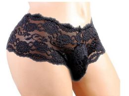 Sexy Gay Men Lingerie Floral Lace Open Butt Seethrough Sissy Panties Bikini Briefs Jockstraps Underpants Underwear Mens7951239