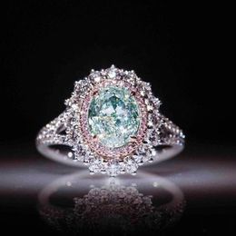 Size 6-10 Engagement Rings For Women Topaz Colour Green Gemstone Rings CZ Diamond Women Wedding Bridal Ring Gift237q