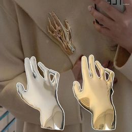 Brooches Personality Exaggerated Smooth Palm Hand Shaped Pins Metal Large Badge For Women Men Suit Party Jewellery