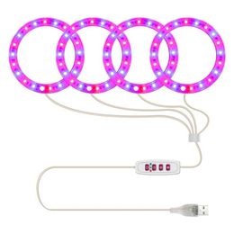 4 Angel Rings LED Grow Light Full Spectrum Plant Lamp For Indoor Seedling Succulents and Bloom Sunlight Pink Red Blue347F