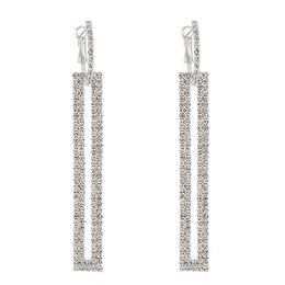 YFJEWE Fashion Long Drop Earrings Luxury Gold Silver Color Rectangle Rhinestone Earring for Women Party Jewelry Gift E550319t