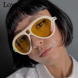 Sunglasses Oversized Yellow Pilot Women 2021 Tom Sun Glasses Men Fashion Vintage Big Frame Shades UV400 Steampunk288N