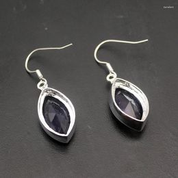 Dangle Earrings Hermosa Charming Faceted Shiny Purple AmethysSilver Colour For Women Fashion Jewellery 1 3/8 Inch ME015