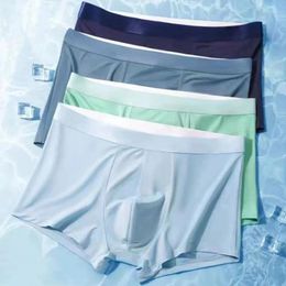Underpants 1Pc Boxers Ice Silk Man Underwear Boxer Briefs Men Breathable Comfortable Men's Panties Ultrathin Shorts Trunk