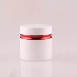 Storage Bottles 50G Pear White Glass Jar With Red Line Lid Cosmetic Container Cream Packaging Bottle