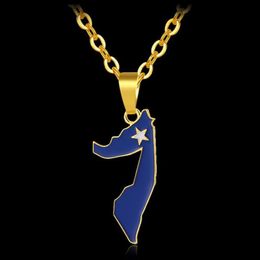 Pendant Necklaces Classic Africa Gold Colour Somalia Map& Flag Necklace For Women men Jewellery Bijoux Femme321k