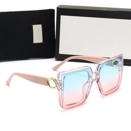 Summer quality famous sunglasses oversized flat top ladies sun glasses chain women square frames fashion designer with packaging b3306