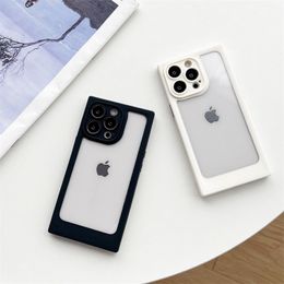 Luxury Square Design Transparent Phone Case For iPhone 15 14 13 Pro Max 15 14 Simple Colour Soft Silicone Shockproof Clear Cover 100pcs