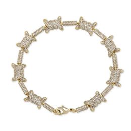 style European Wire Bracelet Personality Cuban Chain 18K Gold Full Zircon Jewelry Bracelet Jewelry284p