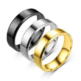 Whole 100pcs Stainless Steel Band Rings For Women 6mm Polished Silver Gold Black Plated Mens Ring Fashion Jewellery Whole Lo249B