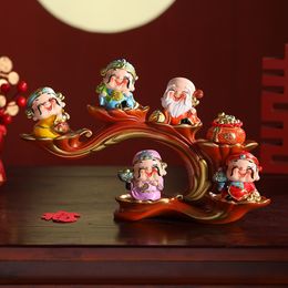 New Five Blessings Wealth God Zhaocai Creative Living Room, foyer, home decoration, ornaments, resin crafts, gifts, and gifts