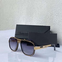 Vintage Pilot Sunglasses Black Gold Grey Gradient 665 Glasses Men Designer Sun Shades UV400 Eyewear with box257H