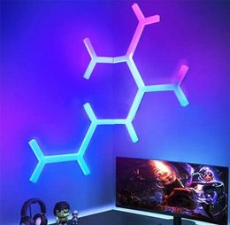 Y Shape Hexagon Smart Quantum Lamp Tuya WIFI APP Music Rhythm Control Splicing Branch Lights LED Night Light For Game Room Bedroom Decoration