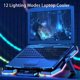Laptop Cooling Pads 7 Height Adjustment Notebook Cooler Posture Correcting Laptop Stand Rgb Laptop Pad with 5 Quiet Fans Adjustable for Gaming
