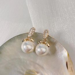 Dangle Earrings Fashion Ball Imitation Pearl Drop Micro-inlay Cubic Zirconia Women Jewellery Beautiful Daily Party Earring