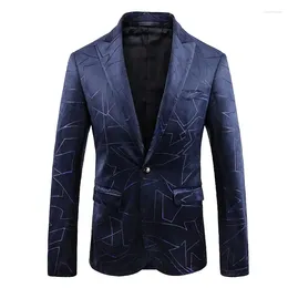 Men's Suits 2023 Spring And Autumn Single Row One Button Dark Print Large Suit Coat