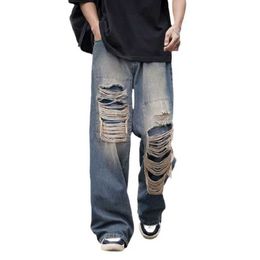 Men's Jeans Hip Hop Personality Ripped Jeans Korean Version Fashion Trend Loose Versatile Men's Jeans Style Fit Type Waist Type Length J231222