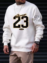 23 USA Art Letter Design Man Clothes Street Style Fleece Sweatshirts Autumn Casual Hoodies Fashionable Crewneck Pullovers 231222