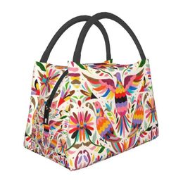 Bags Custom Mexican Otomi Birds Lunch Bags Women Thermal Cooler Insulated Lunch Boxes for Picnic Camping Work Travel