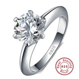 Vecalon Real 925 Sterling Silver Rings Set 1 5 Carat CZ Diamond Silver Wedding Rings for Women Silver Fine Jewelry226R