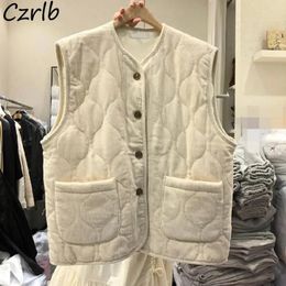 Vests Vests Women Solid Pockets Allmatch Thickening Keep Warm Winter Clothing Sleeveless Leisure Outwear Elegant Lady Single Breasted