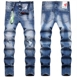 Men's Jeans Designer Jeans Mens Pants Linen Hip Hop Men Distressed Ripped Biker Slim Fit Motorcycle Denim for Men8b6m