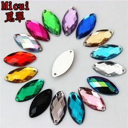 Micui 200PCS 9 18mm Sewing Crystals Flatback Rhinestones Sew On Acrylic Stone Horse Eye Strass Crystal for Clothes Jewellery ZZ602239L
