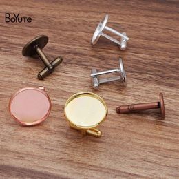 BoYuTe 20 Pieces Lot 12MM 14MM 16MM 20MM Cabochon Base Metal French Cufflink Blanks Tray Bezel Diy Men's Clothing Accessori317C