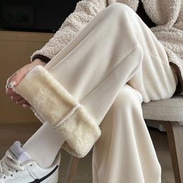 Women's Pants Oversized Winter Corduroy Plus Velvet Thick Trousers Thermal Korean Clothes 2023 Streetwear Y2K Elegant Women
