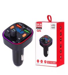 LED Backlit Bluetooth FM Transmitter Car MP3 TFU Disk Player Hands Kit Adapter Dual USB 31A 18W PD Type C Fast Charger3912228