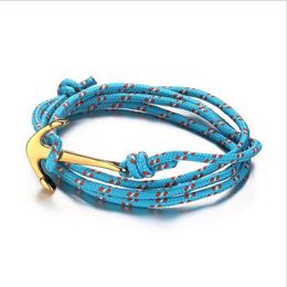 Navy Jewelry Multilayer Braided Anchor Bracelet Blue Nylon Ropes Nautical Men Women Bangles Pulsera Ancla BL-197261z
