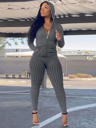 Women's Two Piece Pants Wishyear Knit Ribbed Striped Active 2 Women Set Long Sleeve Track Jacket And Legging Streetwear Outfit Tracksuit