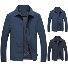 Men's Jackets Lapel Long Sleeves Pockets Zipper Placket Men Coat Spring Autumn Casual Tin Type Slim Fit Jacket