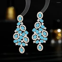 Dangle Earrings Colorful Zircon-studded Overstated Chic Luxury Dress With Heavy-duty Designer Fashion Statement Brand Jewelry