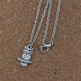 12pcs lot Antique silver Cute owl Charm Pendant Necklaces 18inches Chains Jewellery DIY A-243d205j