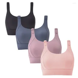 Yoga Outfit Sports Bra Integrated Chest Pad Fixed Cup High Strength Shockproof Push-up Adjustable Back Beautiful Summer Women