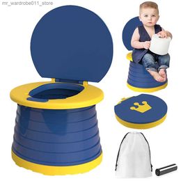 Potties Seats Child Potty Training Seat Portable Toddler Outdoor Travel Folding Toilet With Cleaning Bag Car Camping Park Emergency Toilet Q231223