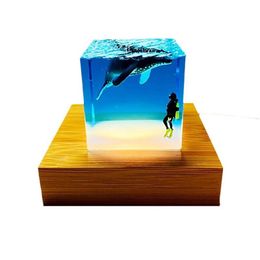 Night Lights Bedroom Decoration DIY Ocean Whale Humpback Resin Light Indoor Bedside Lamp Home Lighting Children's Fancy2856