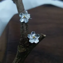 Stud Earrings Fashion Cherry Blossoms Pure 925 Sterling Silver Cute Flower For Women Girls Female Jewellery Gifts