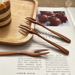 Forks Durable Tableware Stirring Spoon Bamboo Fork Brown Wooden Japanese Style Kitchen Accessories