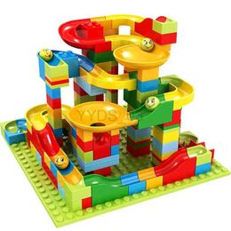 Baby Toy 165/330pcs Small Size Marble Race Run Blocks Maze Ball Track Building Blocks Plastic Funnel Slide Blocks Assemble Bricks Toyszln231223