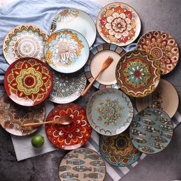 Ceramic Dishes Creative Personality Hand-Painted Plate Western Steak Plate Pasta Plate Household Dishware Cutlery 30 Styles Option285l