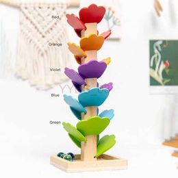 Baby Toy Wooden Tower Tree Marble Ball Run Track Game Baby Kids Montessori Intelligence Building Blocks Early Education Toy Giftszln231223