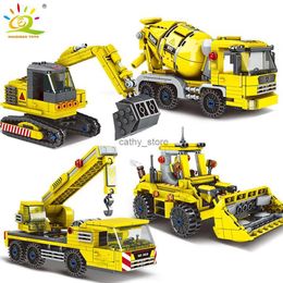 Blocks HUIQIBAO TOYS MOC Engineering Truck Building Blocks City Construction Crane Bulldozer Car Bricks Set Children Kids Toys for BoyL231223