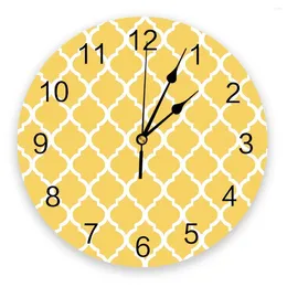 Wall Clocks Geometry Moroccan Yellow White Clock For Home Decoration Living Room Quartz Needle Hanging Watch Modern Kitchen