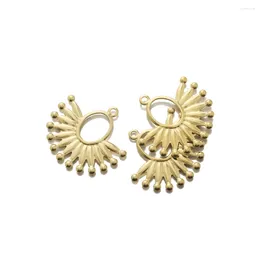 Charms Fan Shaped Raw Brass Ottoman Style Solar Ray Flower Hoop Pendant Charm For Diy Jewellery Osa Earrings Necklace Making 10Pcs